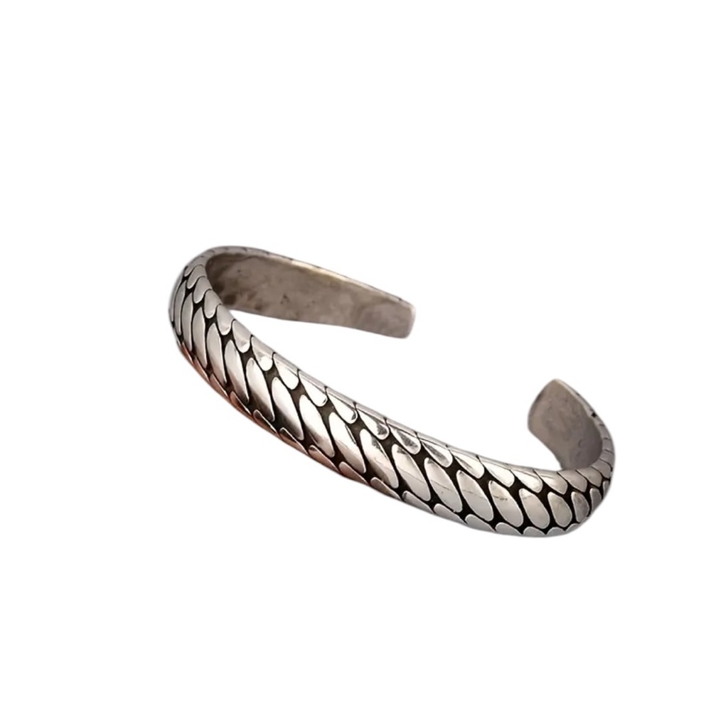 Silver Braided Look Adjustable Cuff Bracelet - image 1